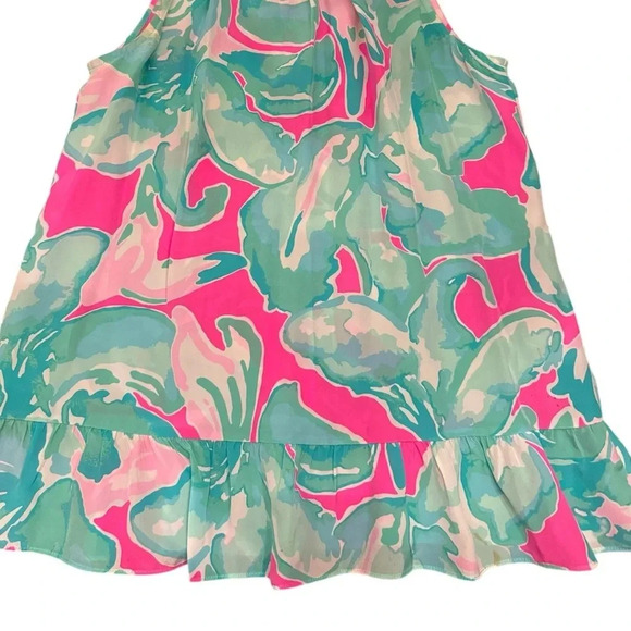 Lilly Pulitzer Millie Silk Halter Top Ruffle Hem Top - Picture 4 of 7
